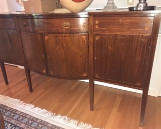 Antique buffet with inlaid wood