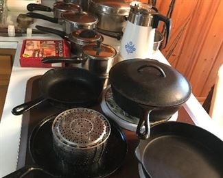 Lots of cast iron pans