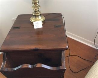 Early American Side Table w/storage and magazine rack - $38