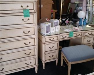 Beautiful Miami designer dresser and matching vanity and mirror.  