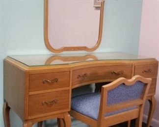 Beautiful Vintage R-Way Furniture Co.  Art Deco Vanity with Chair & Mirror.  Matching dresser sold for $1000.