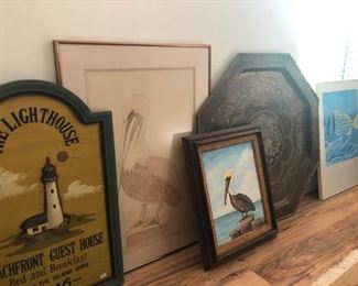 Various cottage style prints, some are known artists.