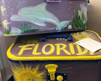Hand painted train cases by local artist "key" Keisha