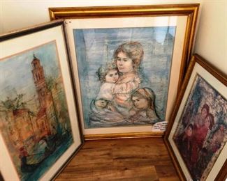 Edna Hibel original framed lithographs .  