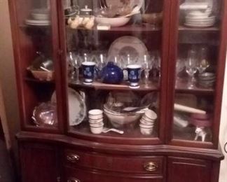 Curved glass Bassett china cabinet