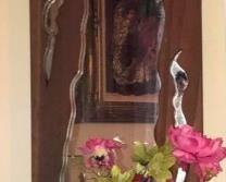 TALL CARVED  WOOD WALL MIRROR $45