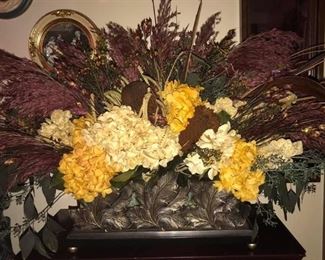 VERY LARGE FLORAL BRONZE LIKE METAL ARRANGEMENT  $60