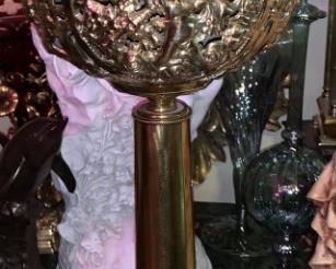 BRASS HANDPAINTED HURRICANE LAMP $165