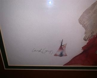 SIGNED LARGE CAROL GRIGGS  NATIVE AMERICAN FRAMED  $165