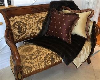 Custom Covered Bench with throws and Pillows
