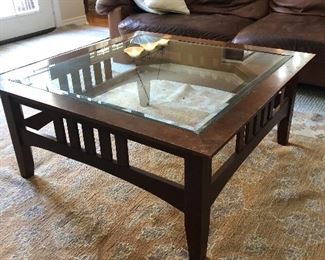 Ethan Allan coffee table. Also matching book shelves available