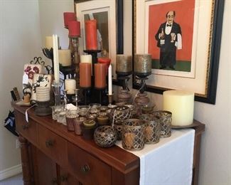 Huge collection of candles, candle holders, and votives