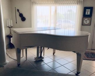 C. Bechstein White Baby Grand Piano w/ Built-in Humidifier