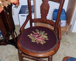 SIDE CHAIR NEEDLE POINT SEAT