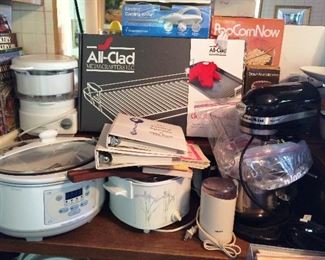 unused All Clad, Black Kitchenait heavy duty mixer with all accessories