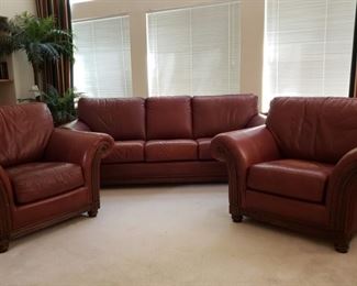 Leather Sofa and Chairs Set