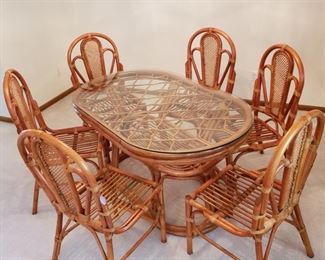 Rattan Dining Table with Six Chairs