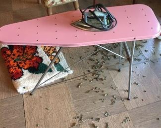 Childs ironing board with iron 