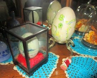 Decorative eggs in hutch