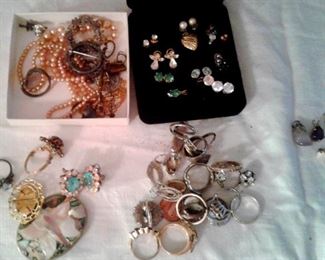 Misc sterling and semi precious costume jewelry
