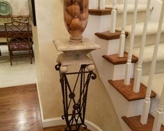 Marble and iron pedestal and decorator accessories