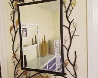 Metal leaf design mirror