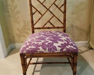 Bamboo designed dining chair with custom upholstered seat