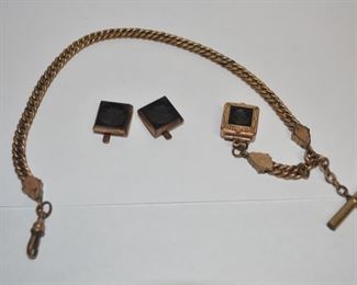Victorian Gold Filled / Black Onyx Jewelry Set, Antique