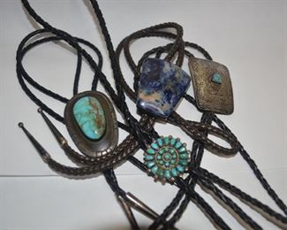 Sterling Native American Turquoise Bolo Ties