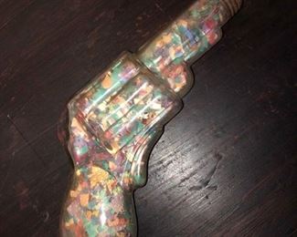 Antique Glass Pistol Candy Container'