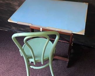 Drafting Table and Chair, Vintage, Industrial 