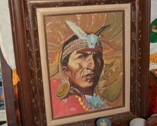Original Native American Oil on Canvas