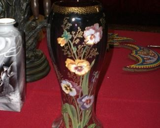 12" enameled Mont Joye art glass vase