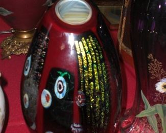 large paperweight art glass vase as found