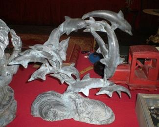 20" bronze dolphin sculpture