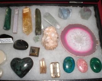 cut semi precious stones, quartz, crystals, etc.