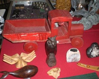 folk art wooden 'C' cab dump truck, stc.