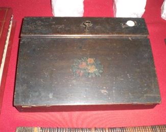 19th century lap desk with ink wells