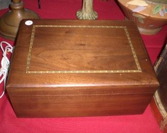 inlaid mahogany game with catalin poker chips
