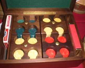 interior of mahogany game box