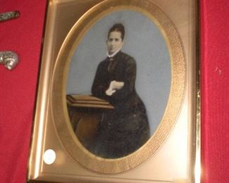 large hand tinted tin type photograph