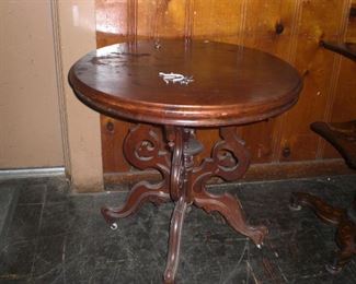 round walnut entry table c.1865