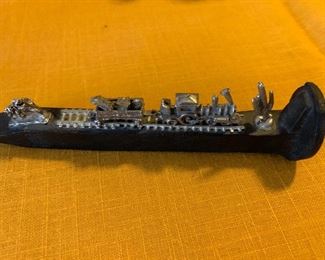 Awesome railroad spike with pewter train