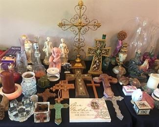  Cross collection, candles, trinket box collection