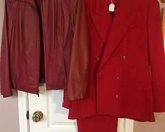 Red leather coat & vintage red suit