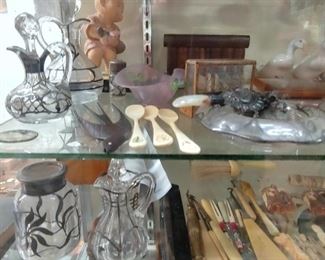 Crystal pictures with Sterling inlay art nouveau