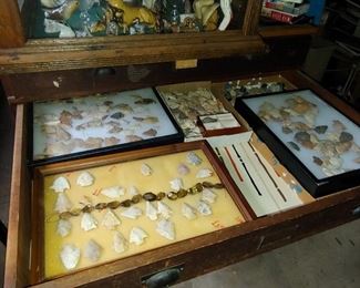 Hundreds and hundreds of arrowheads will be sold via sealed bid auction. Sealed beds start at $500 FOR ALL arrowheads that are not already priced. Just put your bid in an envelope hand the info one of the cashiers and the bids will be opened at 2 p.m. the last day of the sale