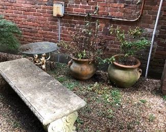 Italian clay pots concrete bench and more