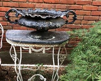 Cast iron marble top table