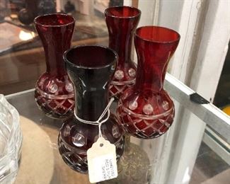 Beautiful red cut to clear Czechoslovakian vases